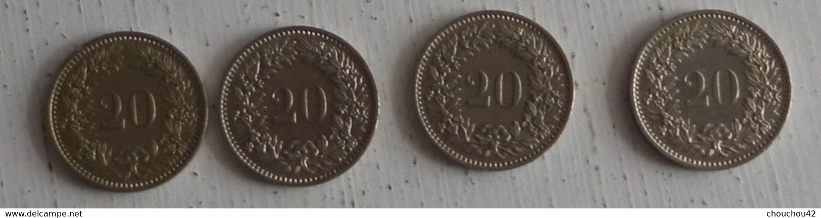 SUISSE 4 PIECES DE 20 CENTIMES - Andere & Zonder Classificatie