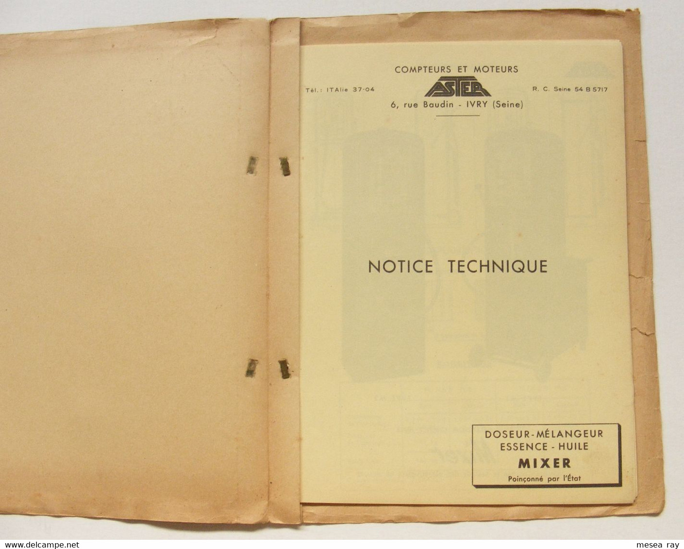 Pompe à Essence ASTER Doseur Mélangeur Mixer 2 Temps Cyclomoteur Notice Technique 27 Pages Ivry Sur Seine - Cars