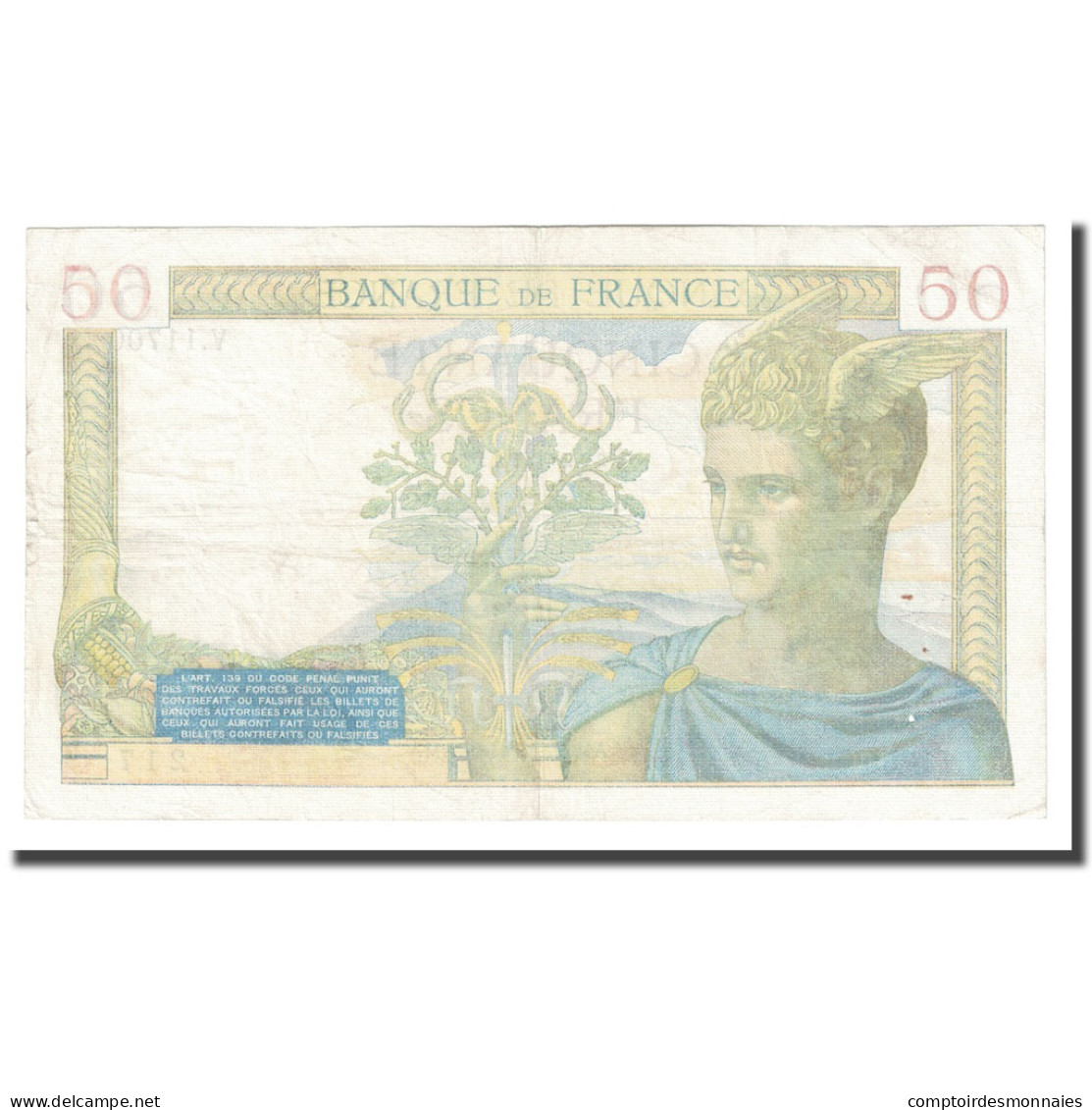 France, 50 Francs, Cérès, 1939, 1939-12-21, TTB, Fayette:18.36, KM:85b - 50 F 1934-1940 ''Cérès''