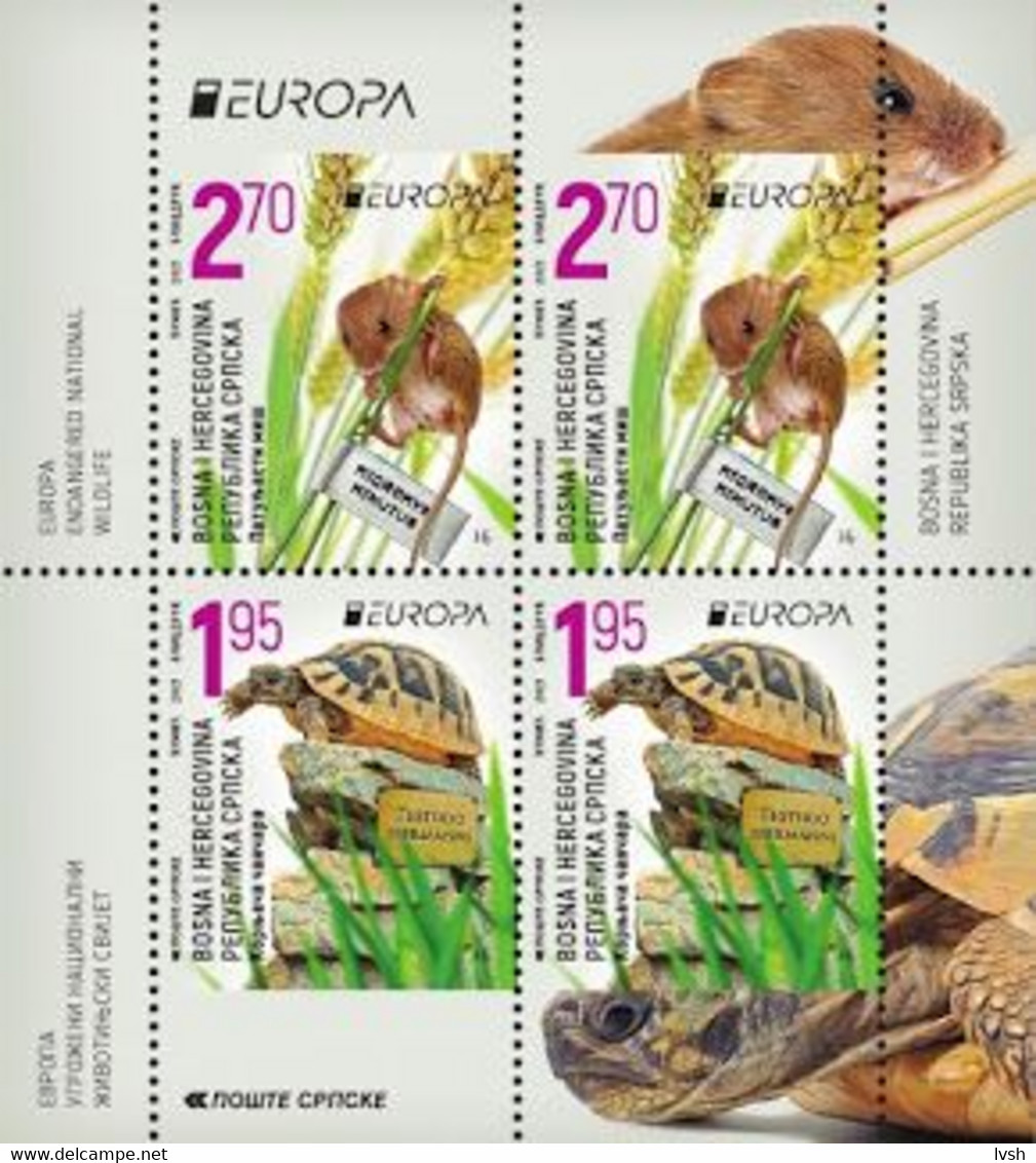 Bosnia And Herzegovina (Serb Post).2021.Europa CEPT.Endangered National Wildlife.Booklet ** . - 2020