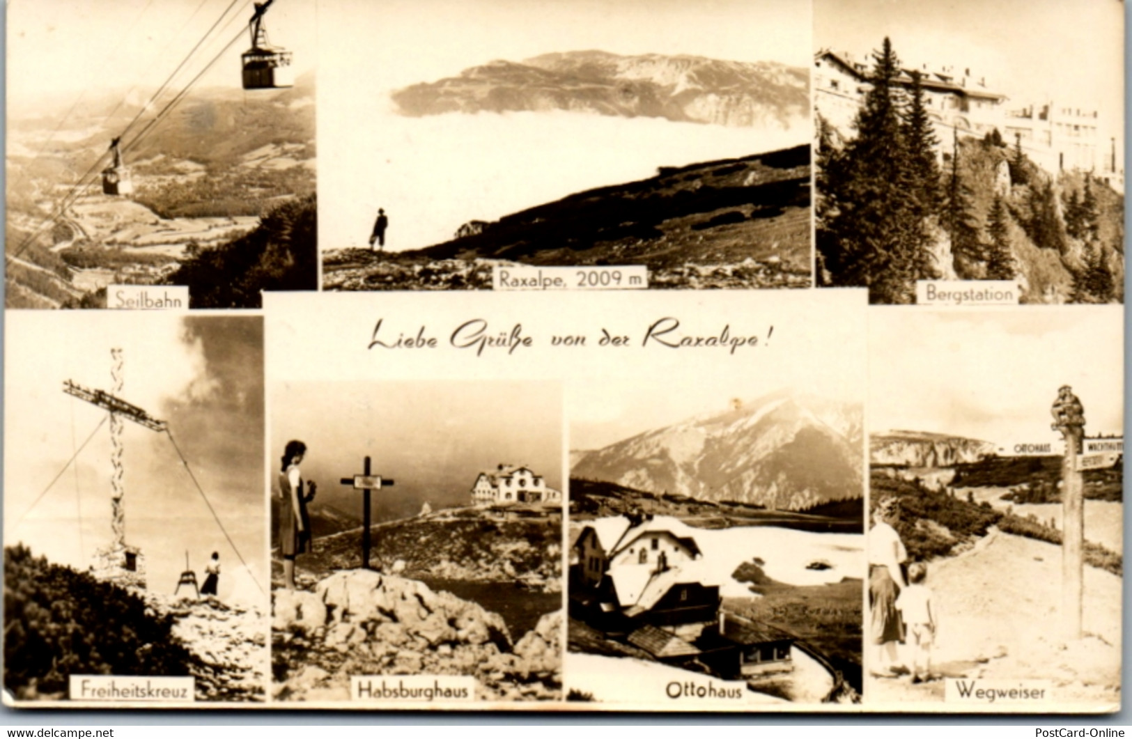 9316 - Niederösterreich - Raxalpe , Seilbahn , Freiheitskreuz , Habsburghaus , Bergstation , Mehrbildkarte - Gelaufen 19 - Raxgebiet