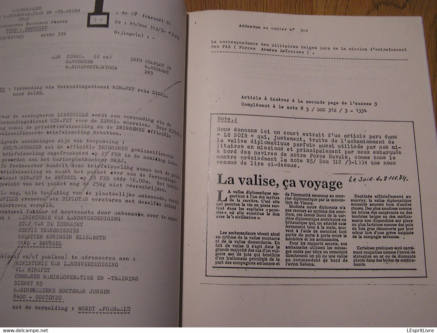 LA CORRESPONDANCE DES MILITAIRES BELGES Afrique 1979 Marcophilie Philatélie Cachets Aérophilatélie Aéropostale C-130