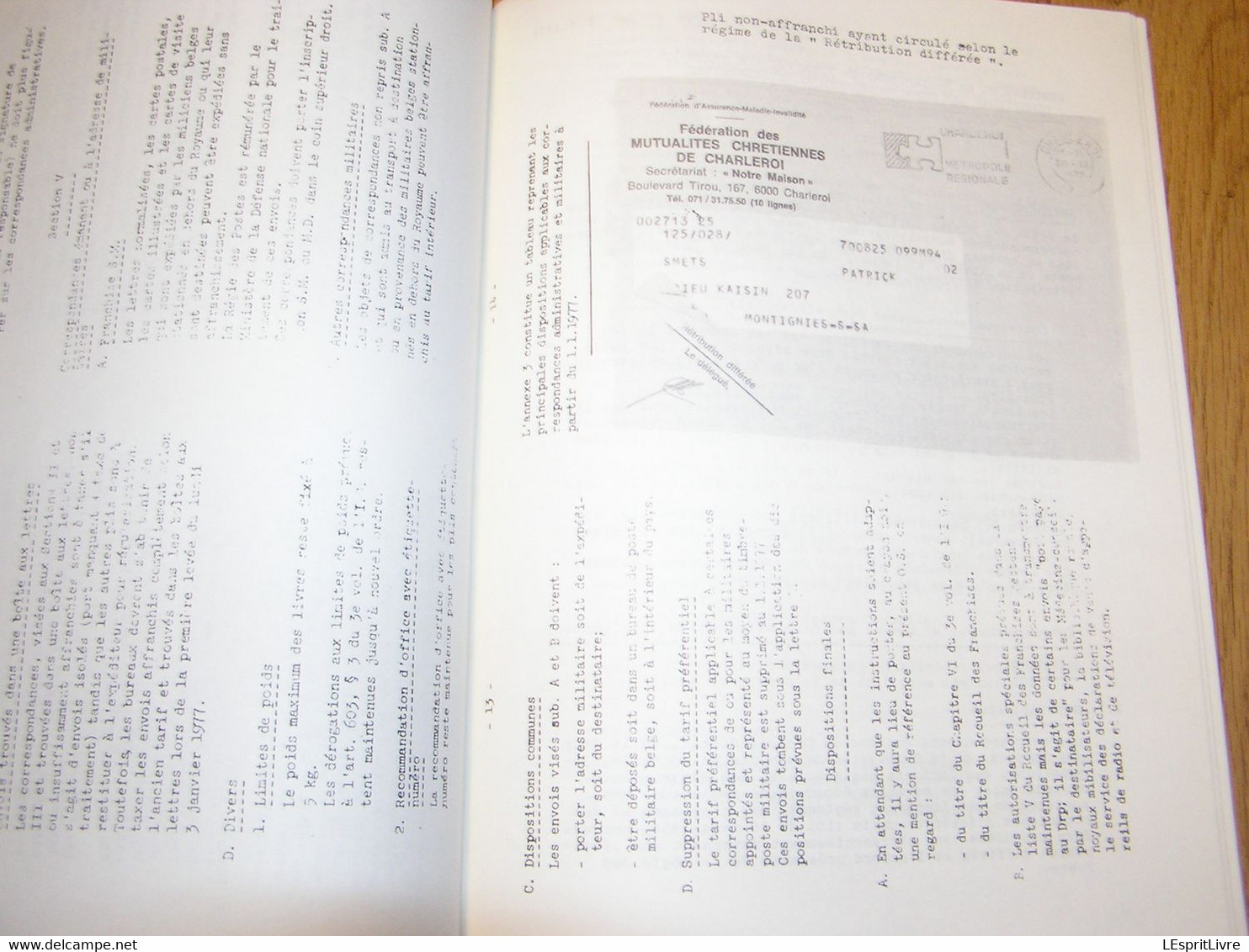 LA CORRESPONDANCE DES MILITAIRES BELGES Afrique 1979 Marcophilie Philatélie Cachets Aérophilatélie Aéropostale C-130 - Altri Libri