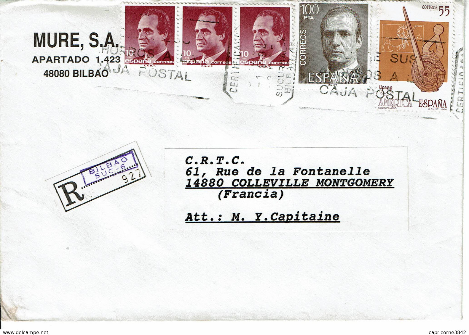 1994 - Espagne - Lettre Recommandée De Bilbao Pour La France - Tp N° 2460-2262-2750 - Brieven En Documenten
