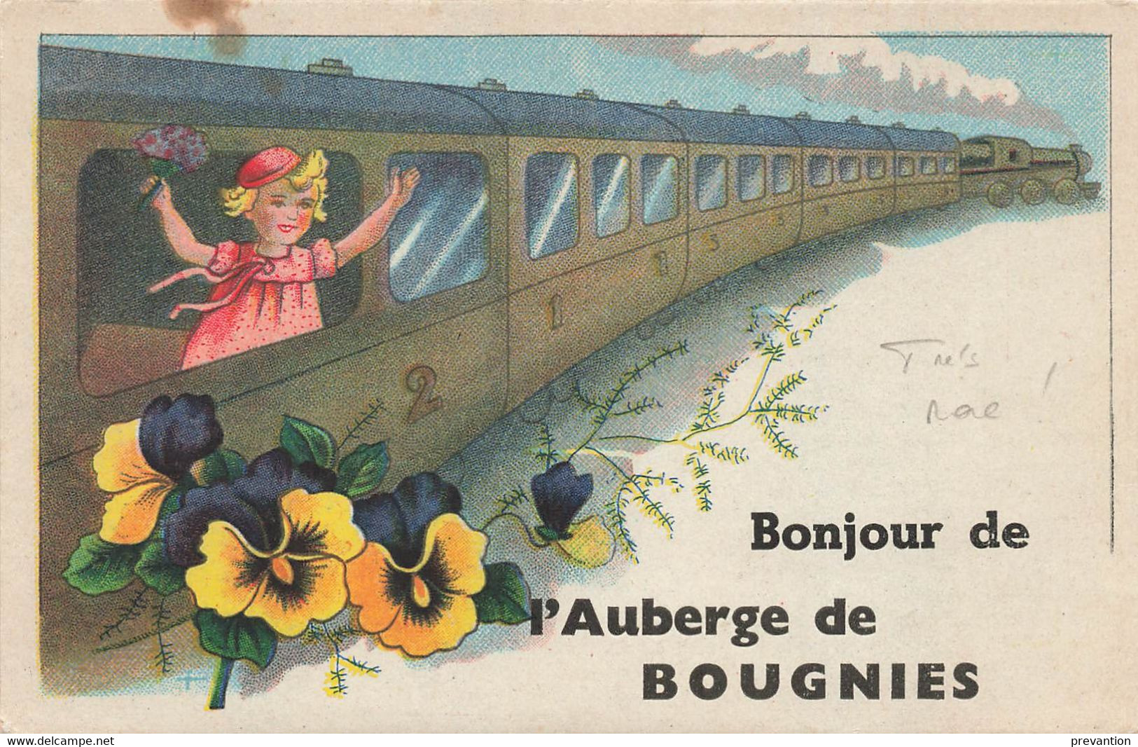 Bonjour De L'Auberge De BOUGNIES - Carte Colorée Et Circulé En 1942 - Quévy