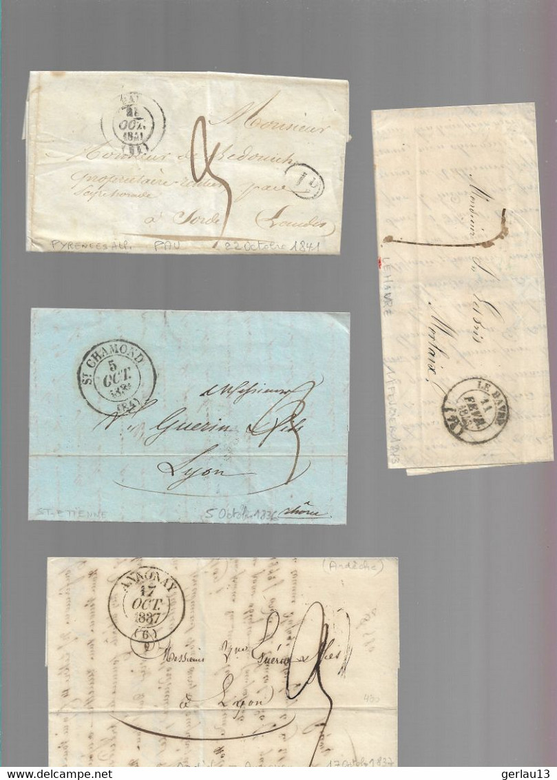 LOT    4  MARQUES POSTALES     2 SCANS - 1801-1848: Voorlopers XIX