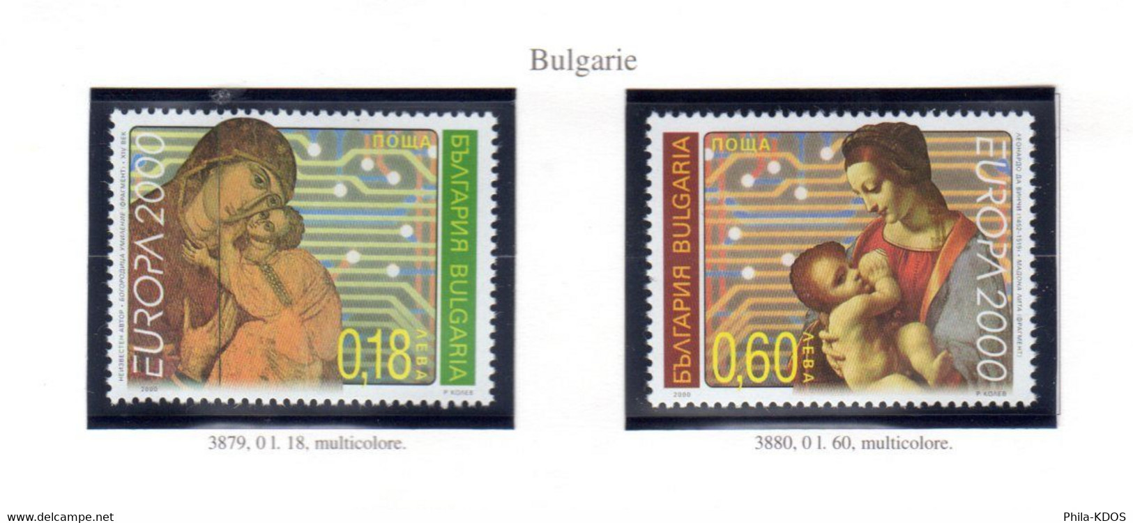 &#9989; " BULGARIE N° YT 3879 3880 / EUROPA 2000 / TRAINEE D'ETOILES " Sur 2 Timbres Neufs ** MNH. - 2000