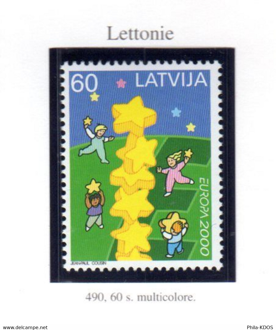 &#9989; " LETTONIE  N° YT 490 / EUROPA 2000 / TRAINEE D'ETOILES " Sur Timbre Neuf ** MNH. - 2000