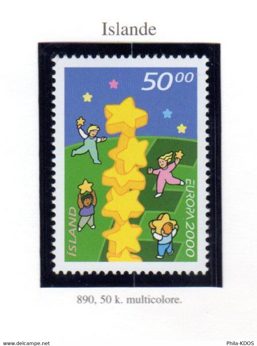 &#9989; " ISLANDE  N° YT 890 / EUROPA 2000 / TRAINEE D'ETOILES " Sur Timbre Neuf ** MNH. - 2000