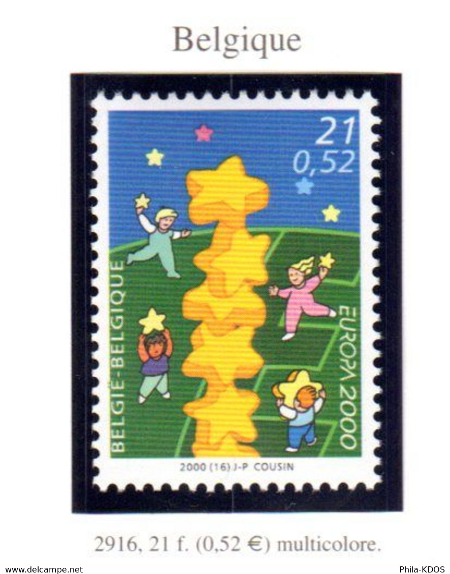 &#9989; " BELGIQUE N° YT 2916 / EUROPA 2000 / TRAINEE D'ETOILES " Sur Timbre Neuf ** MNH - 2000