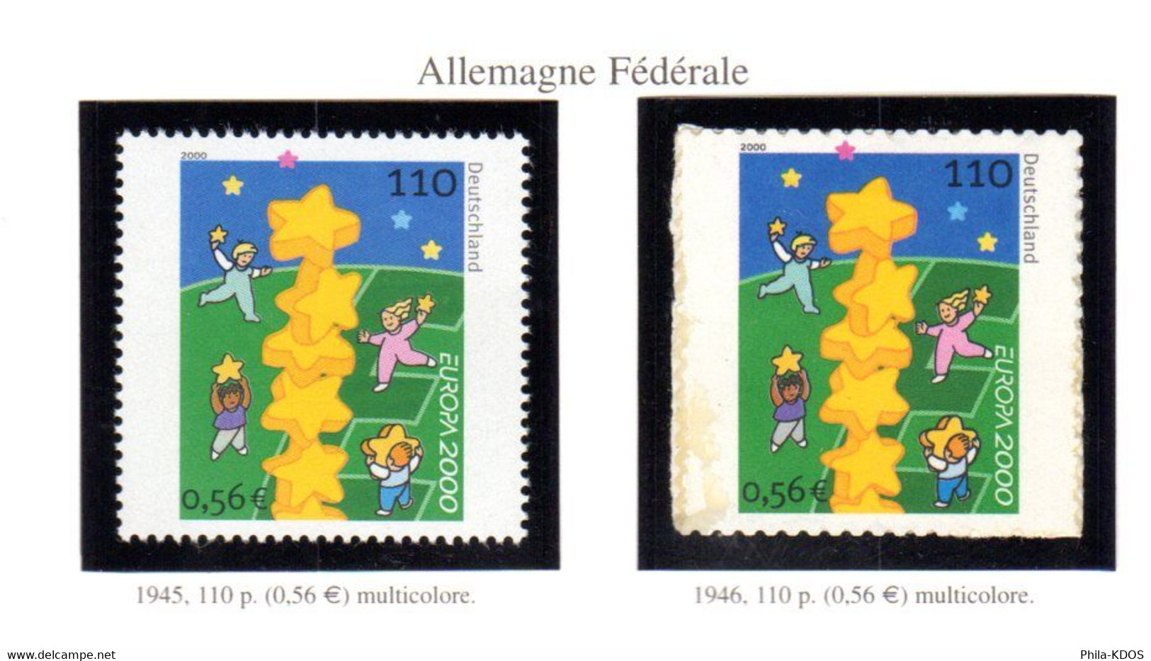 &#9989; " ALLEMAGNE N° YT 1945 1946 / EUROPA 2000 / TRAINEE D'ETOILES " Sur 2 Timbres Neufs ** MNH - 2000