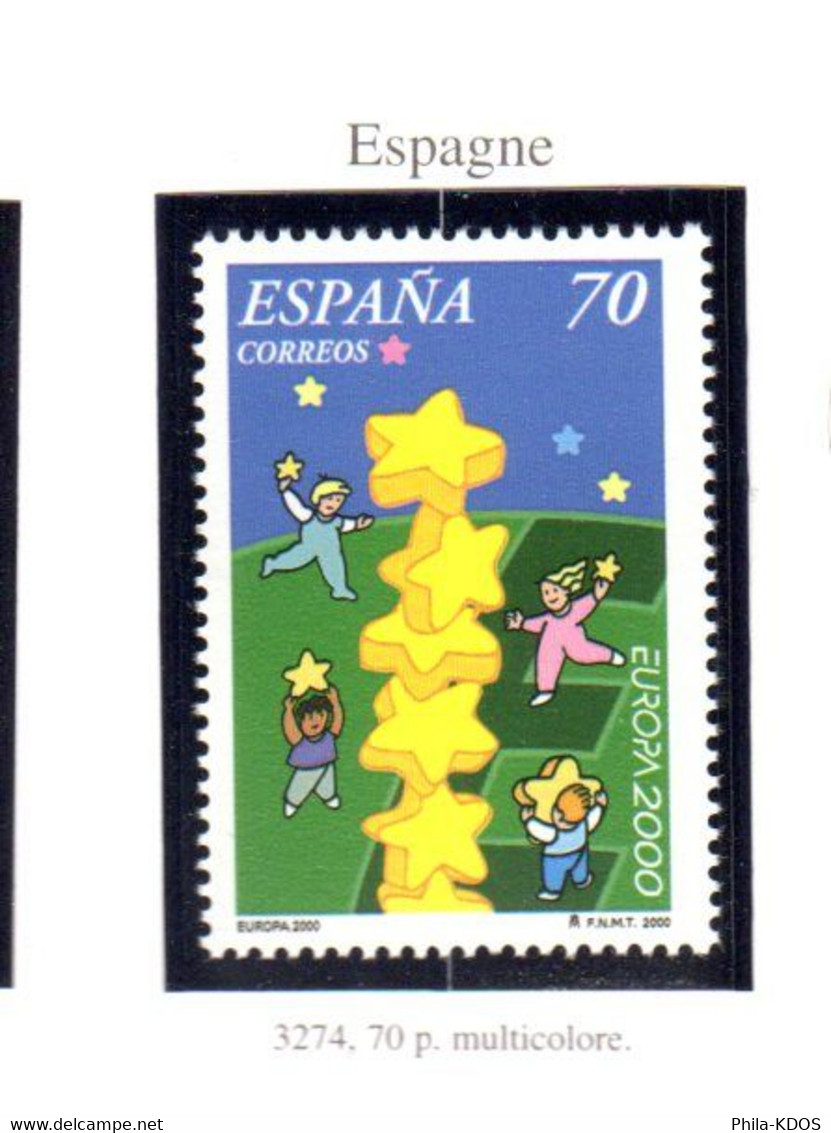 &#9989; " ESPAGNE N° YT 3274 / EUROPA 2000 / TRAINEE D'ETOILES " Sur Timbre Neuf ** MNH - 2000