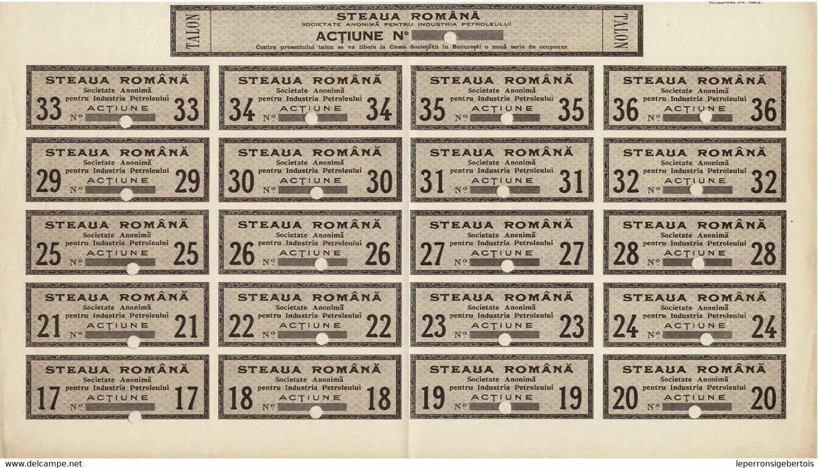 Action Ancienne - Etoile Roumaine S.A. Pour L' Industrie Du Pétrole - Steaua Romana - Titre De 1921 Uncirculed - Pétrole