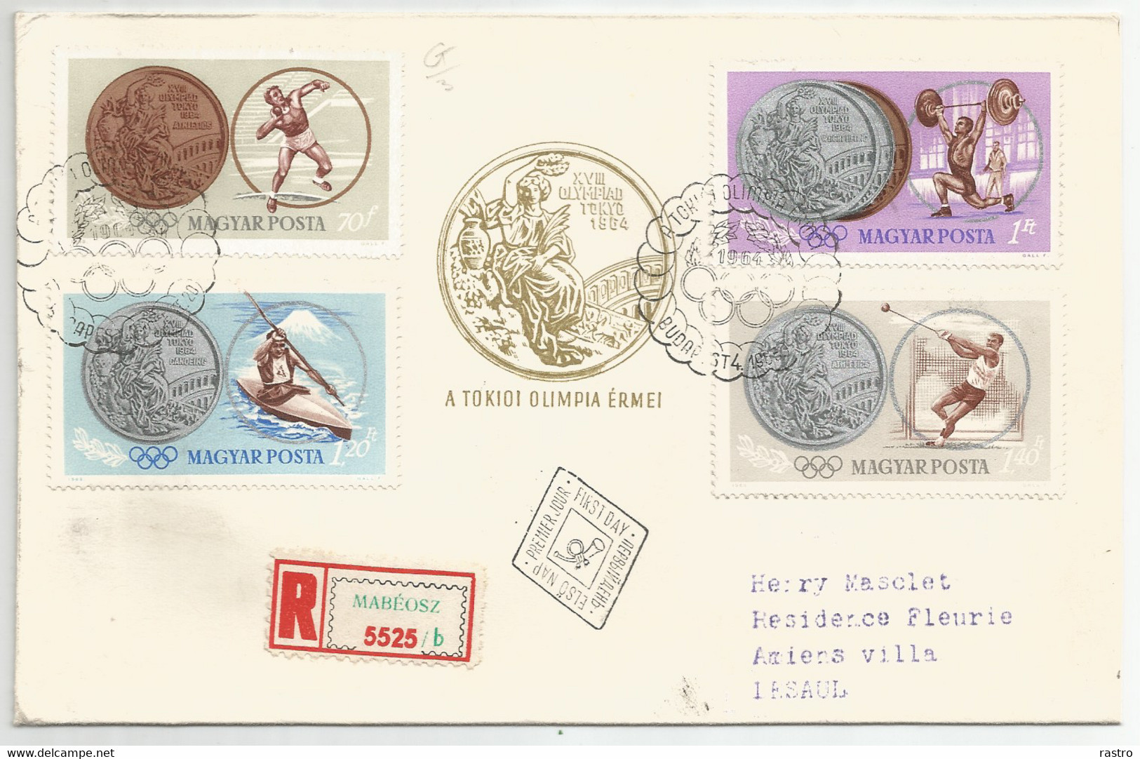 Hongrie , Série De 12 TP Avec Médailles Sur 3 Enveloppes Reco  FDC  Vers Amiens  (format Non-normalisé  !!!) - Sommer 1964: Tokio
