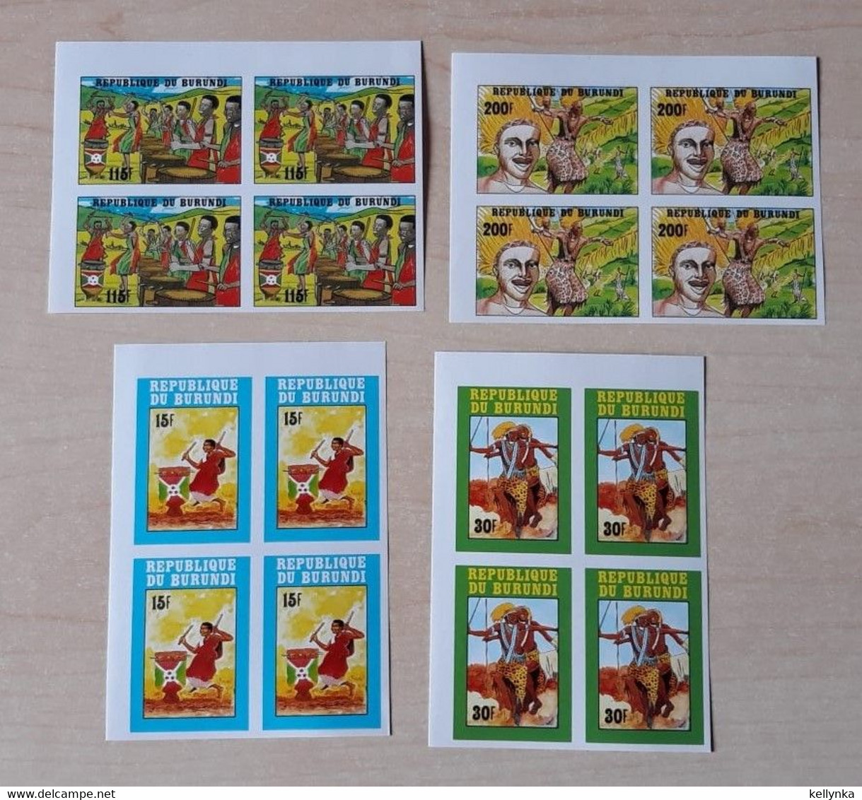 Burundi - 978/981 - Blocs De 4 - Non Dentelé - Ongetand - Imperforated - Danses & Tambours - Non Catalogué - 1992 - MNH - Unused Stamps