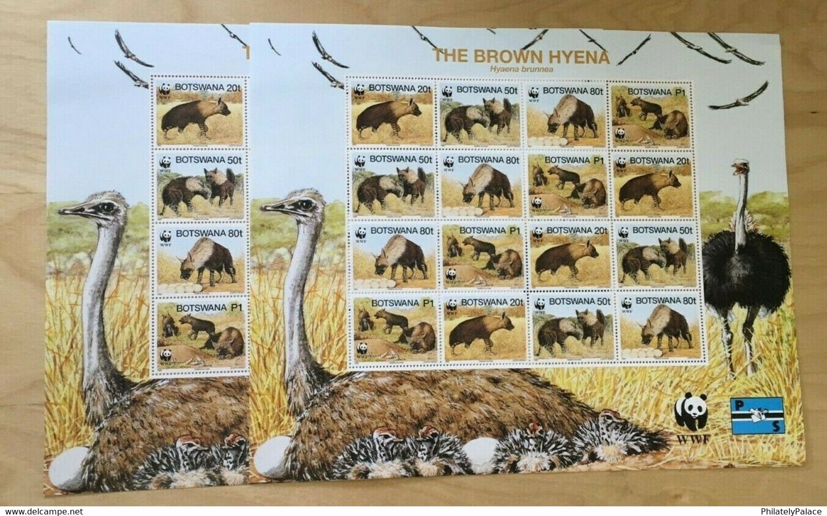 SPECIAL LOT WWF Botswana 1995 586 - Brown Hyena - 2 Sheets Of 16 - MNH  (**) - Autruches