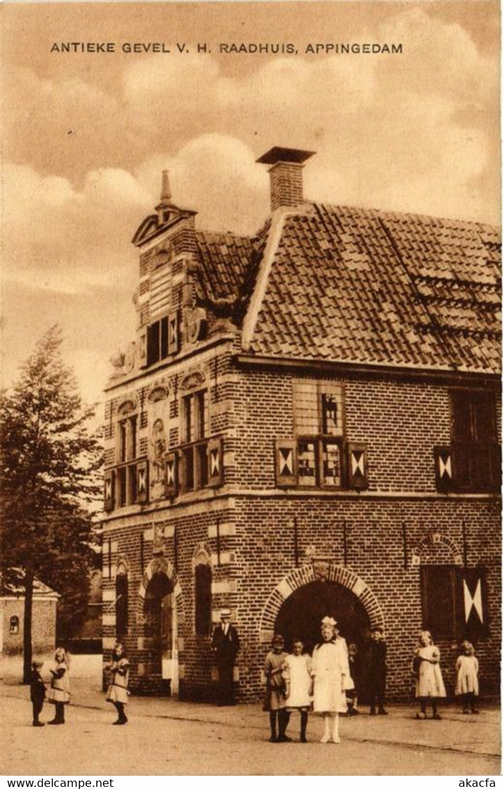 CPA AK APPINGEDAM Antieke Gevel V.h. Radhuis NETHERLANDS (706053) - Appingedam