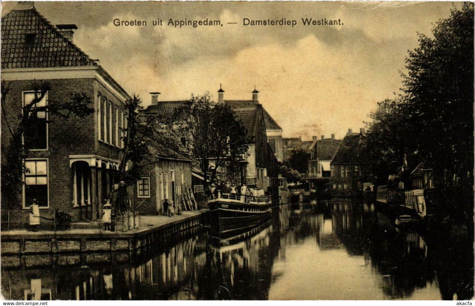 CPA AK Groeten Uit APPINGEDAM Damsterdiep Westkant NETHERLANDS (706177) - Appingedam