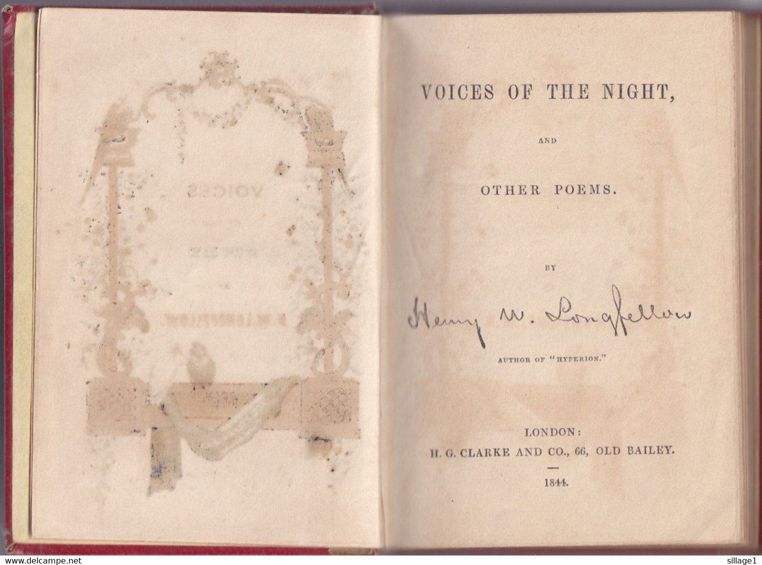 Voices Of The Night By H. W. Longfellow - London 1844 - Une Gravure Couleur De  Perroquets - Poésie