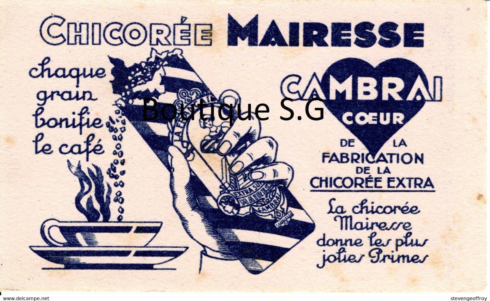 Buvard Café Chicorée Mairesse Cambrai Coeur Grain Boisson - Café & Thé