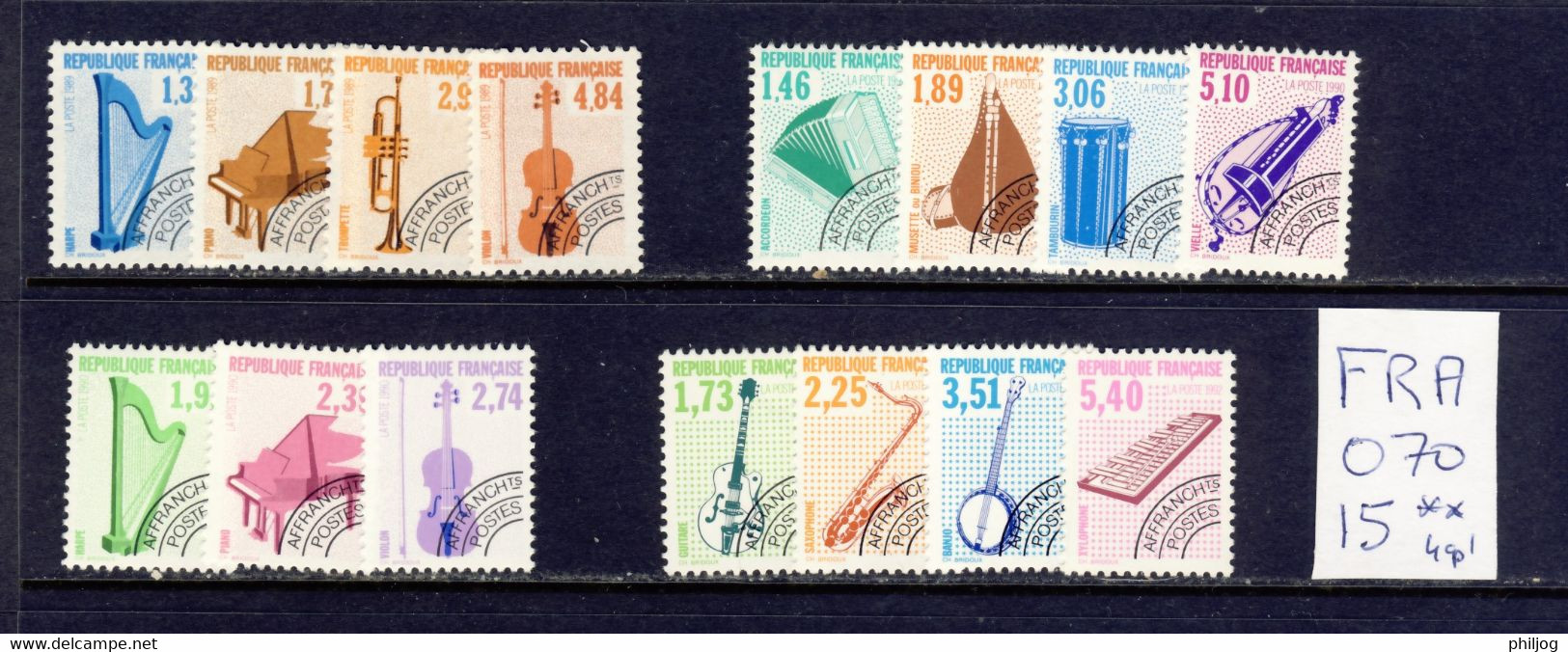 France - Yvert Preo 202-205, 206-209, 210-212 Et 224-227 Neufs Sans Charnière - Scott#2169-2306 MNH - Musique Instrument - 1964-1988