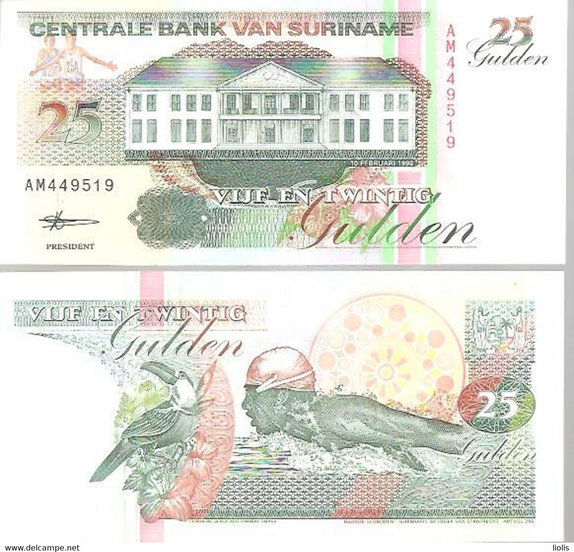 Suriman  P-138d 25Guiden  1998 UNC - Surinam