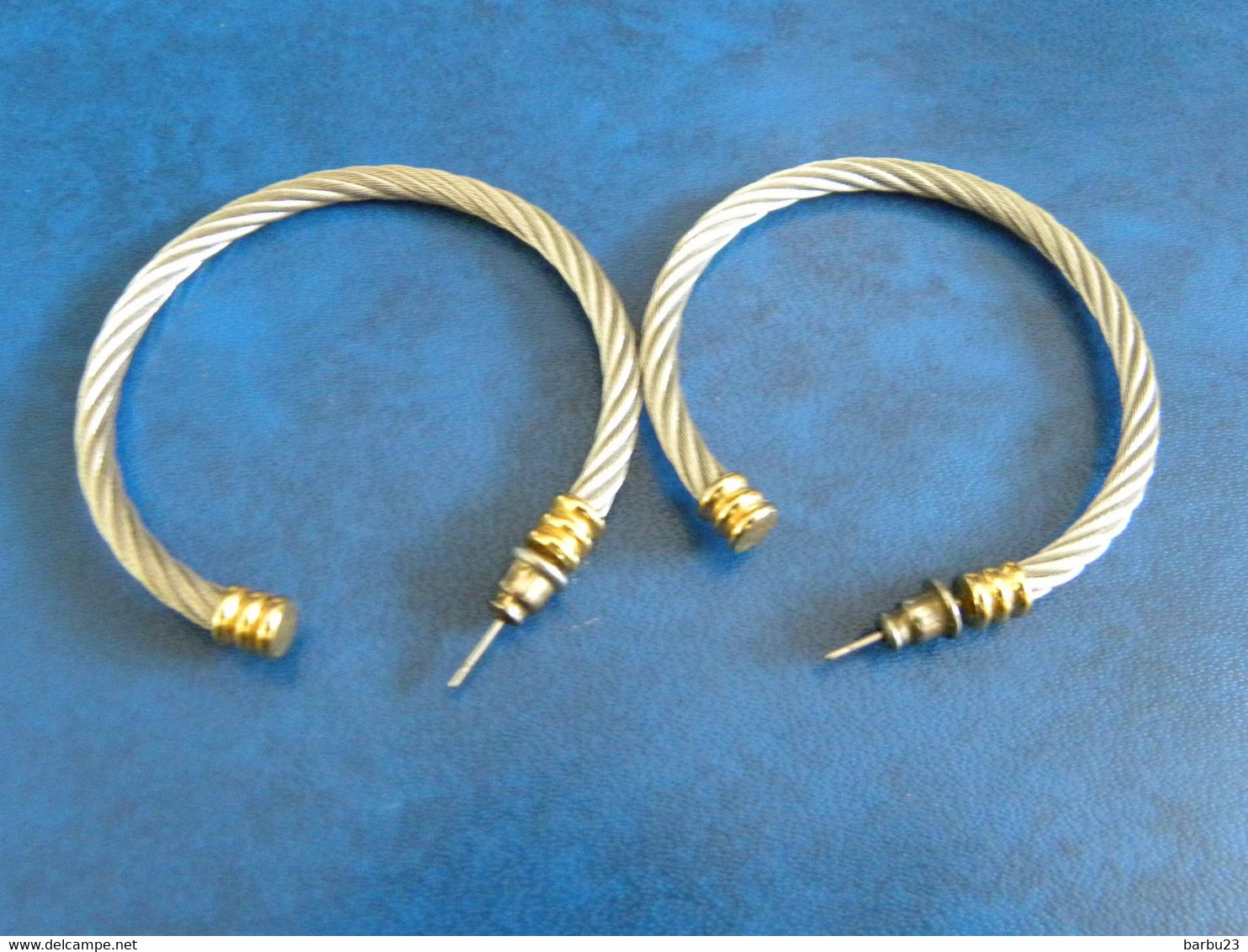 Boucles D'oreilles Anneaux Ouverts Cable Metal Blanc Diametre 4,5cm Poids 11g - Oorringen
