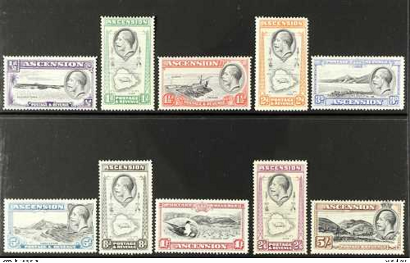 1932 KGV Pictorial Definitive Complete Set, SG 21/30, Fine Mint (10 Stamps) For More Images, Please Visit Http://www.san - Ascension
