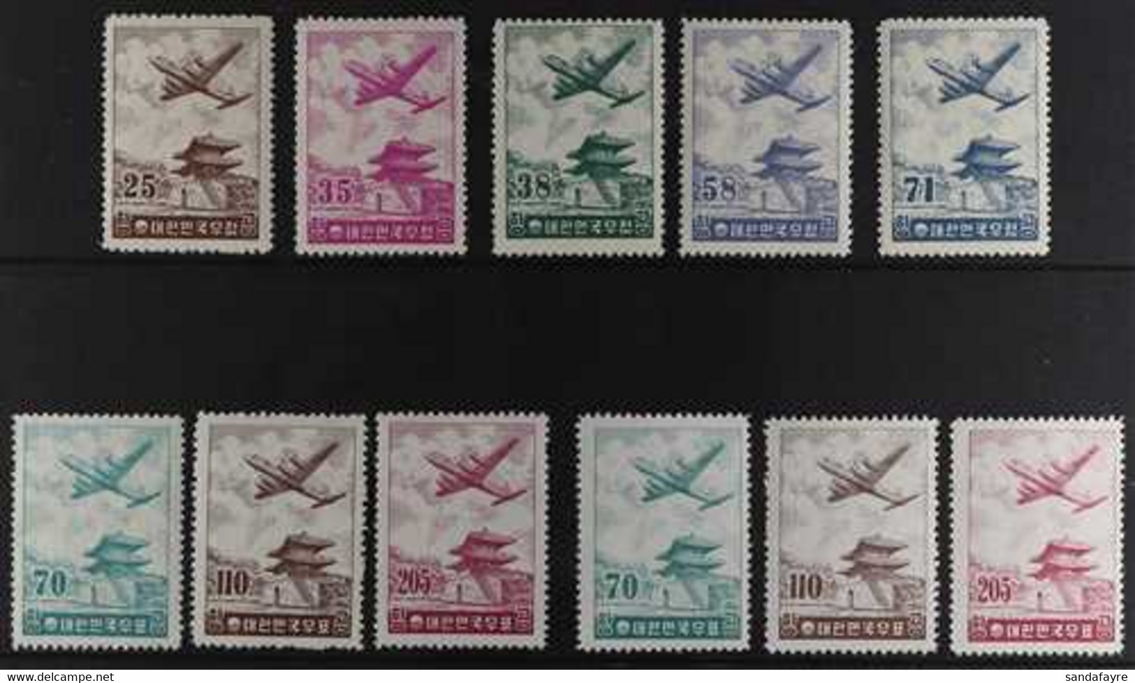 1951-57 AIR POST STAMPS Complete, Incl 1951 Surcharge, 1952 Set, 1953 Set, 1954 Set, 1956 Set, And 1957 Set, Scott C5/C2 - Corea Del Sur