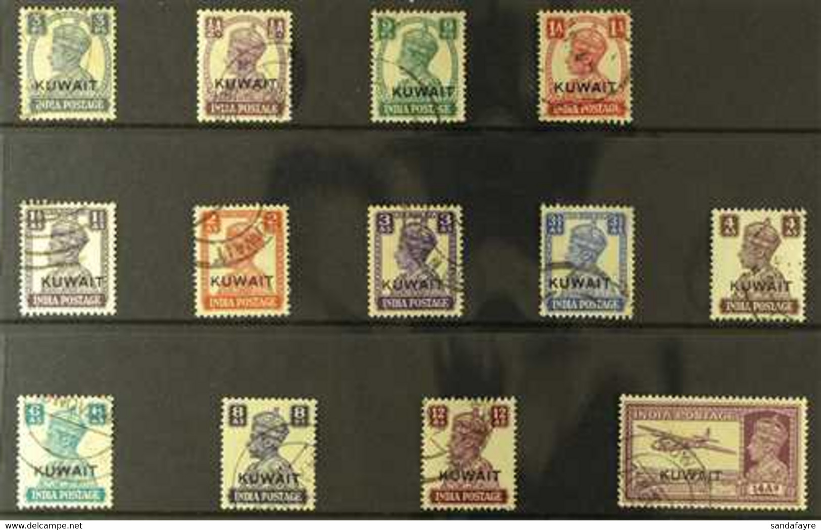 1945 Stamps Of India - White Background Overprinted Complete Set, SG 52/63, Fine Cds Used. (13 Stamps) For More Images,  - Kuwait