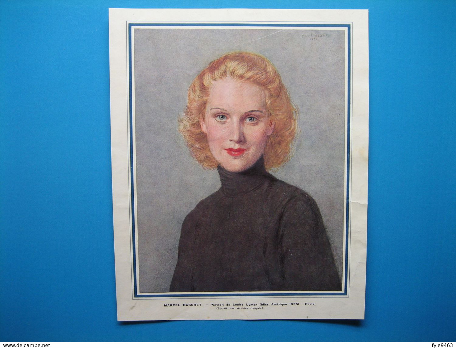 (1936) MARCEL BASCHET - Portrait De Louise Lyman (Miss Amérique 1935) - Pastel - Estampes & Gravures