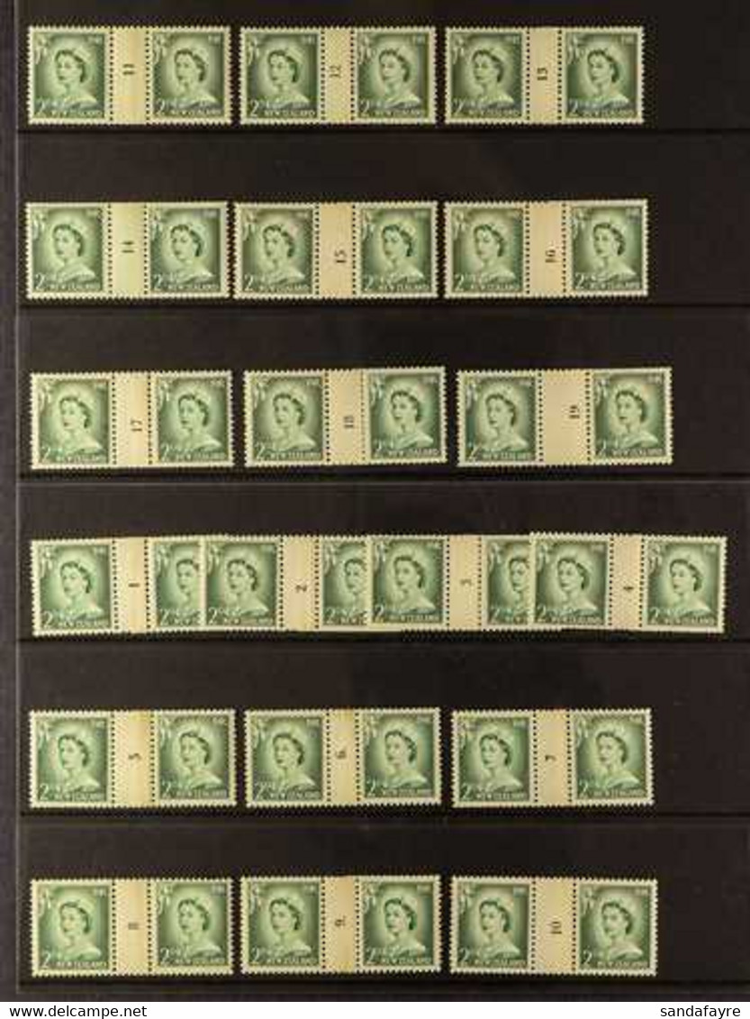 1955-59 COUNTER COIL ISSUES 2d Bluish Green Definitive (SG 747) Never Hinged Mint Complete Set Of Horizontal NUMBERED GU - Sonstige & Ohne Zuordnung