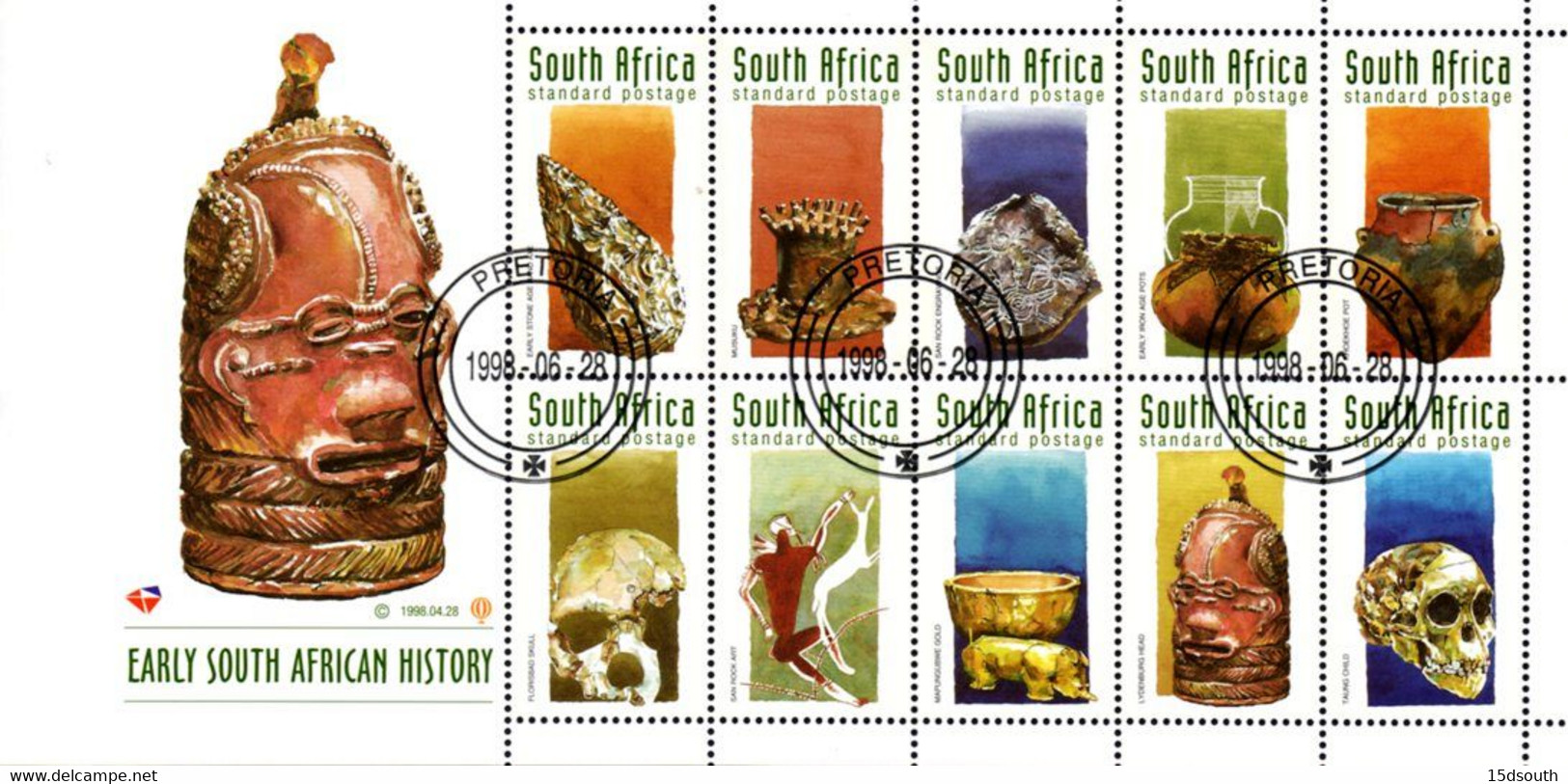 South Africa - 1998 Early South African History Sheet (o) # SG 1055a , Mi 1130-1139 - Gebruikt