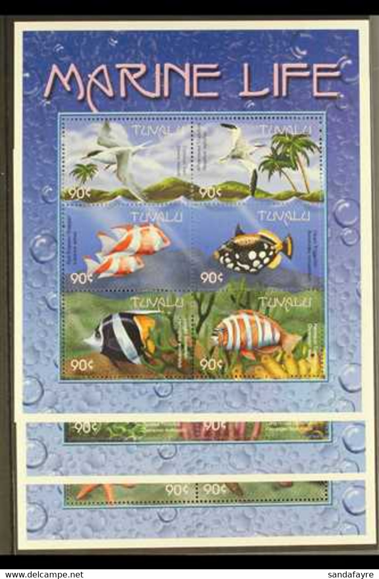 2000 Marine Life Complete Set Of Se-tenant Sheetlets, Plus All Three Mini-sheets, SG 877a/907a & MS913, Superb Never Hin - Tuvalu