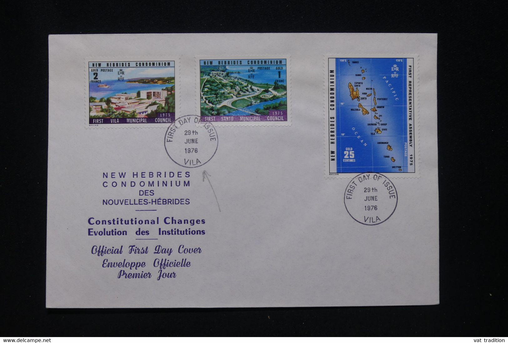 NOUVELLES HÉBRIDES - Enveloppe FDC En 1976 - Institutions - L 95535 - FDC