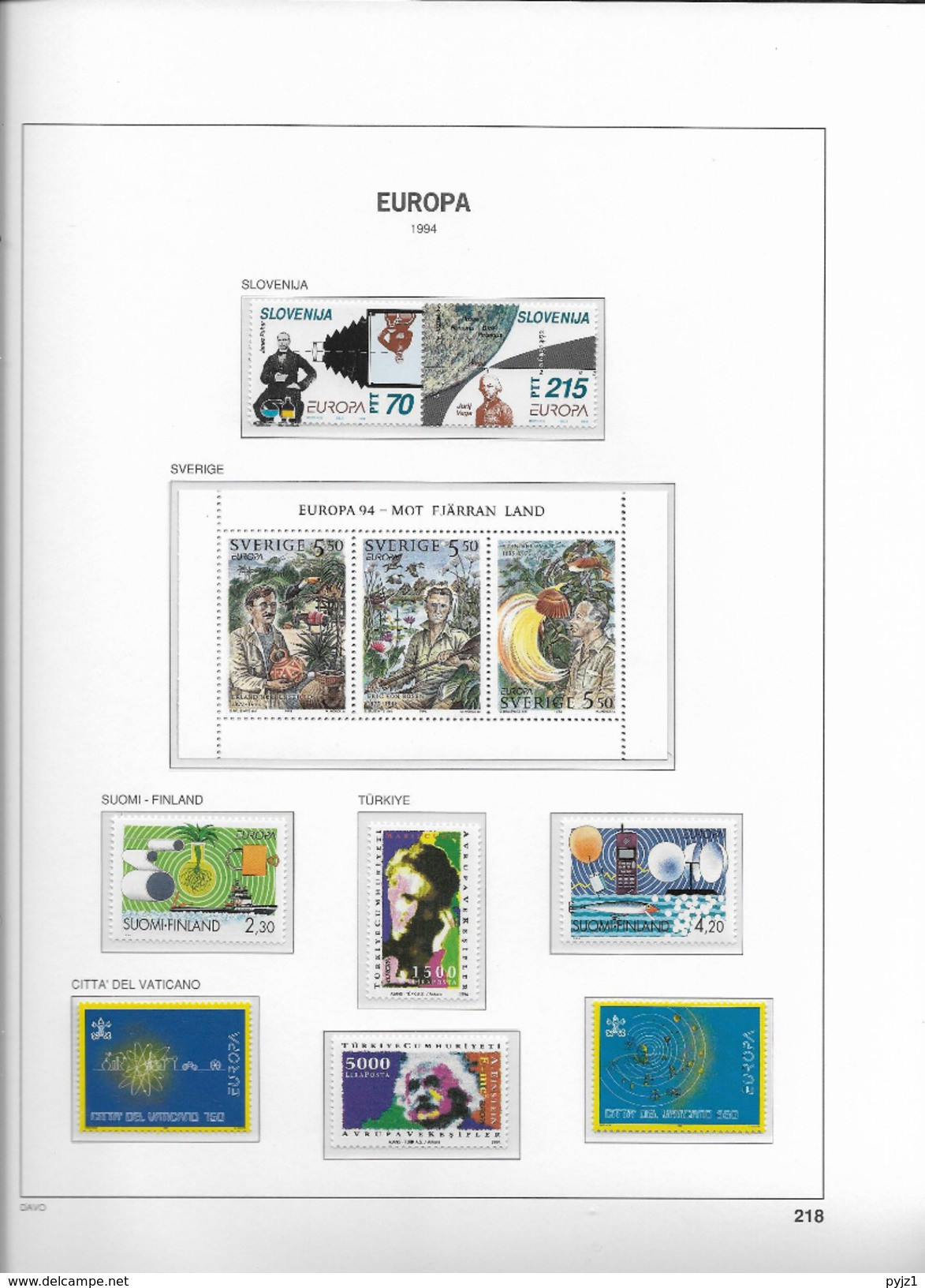 1994 MNH CEPT year collection according to DAVO ALbum, (14 scans) postfris**