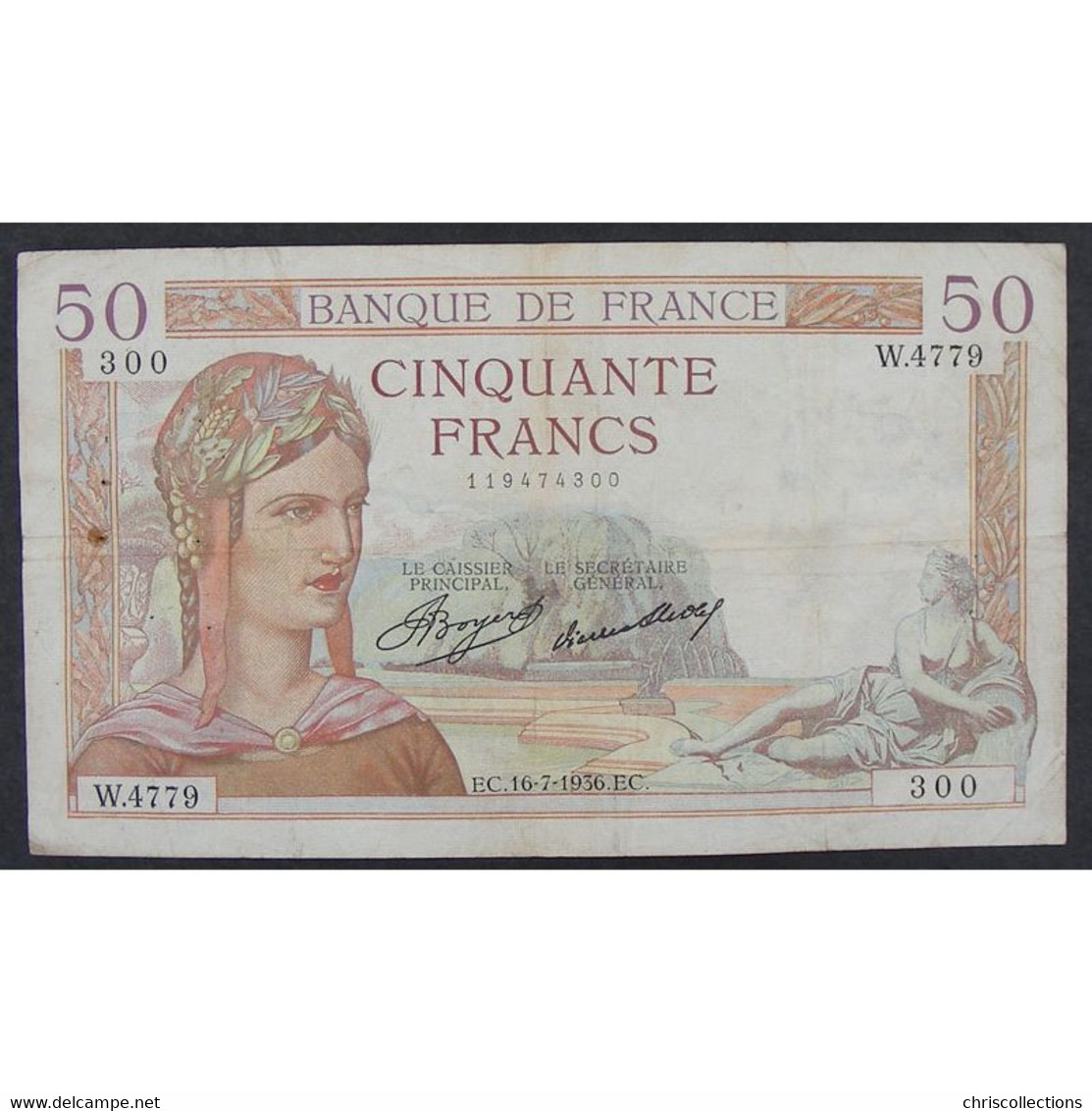 50 Francs Cérès 16.7.1936, W.4779, TB - 50 F 1934-1940 ''Cérès''