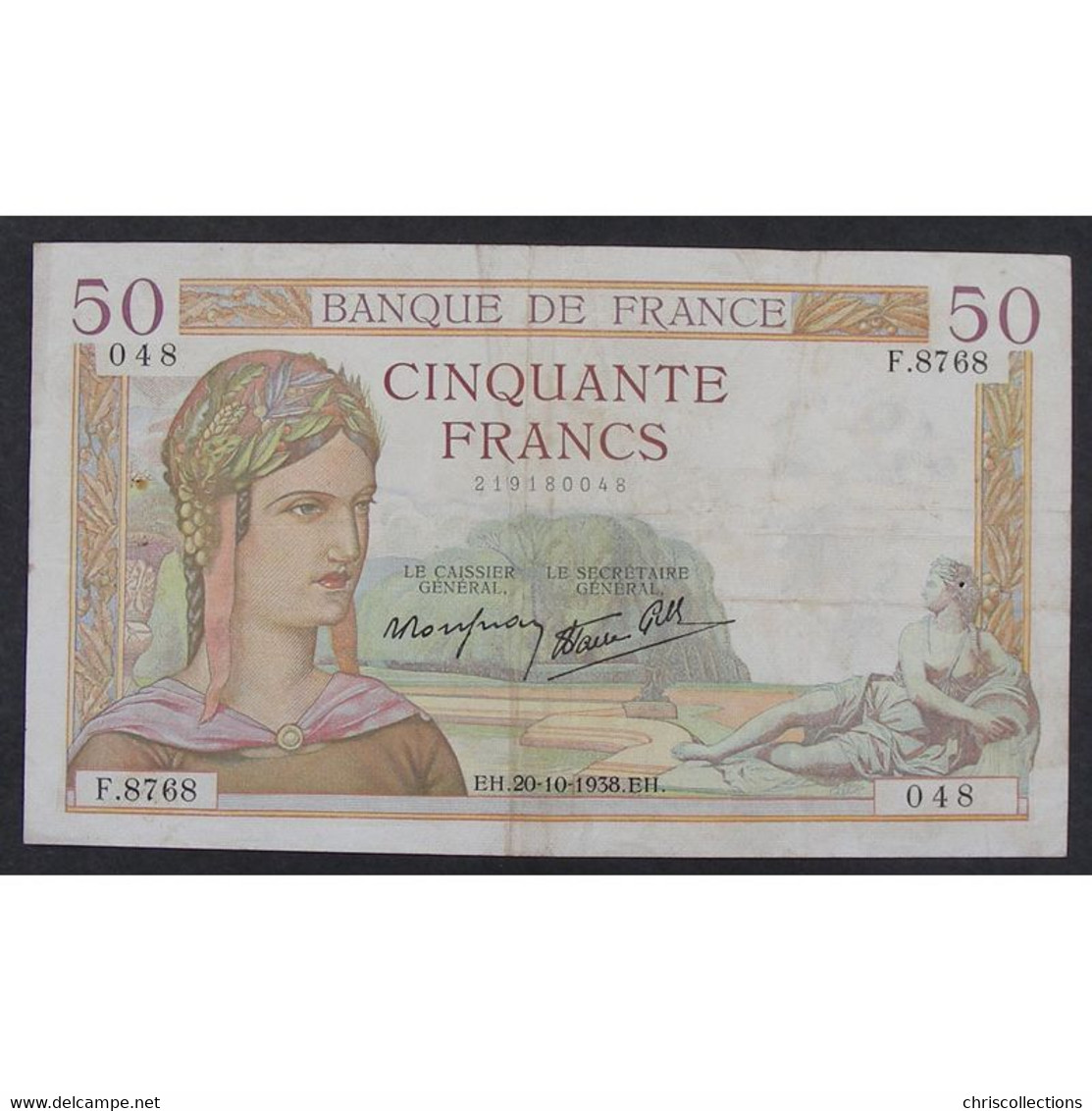 50 Francs Cérès 20.10.1938, F.8768, TTB - 50 F 1934-1940 ''Cérès''