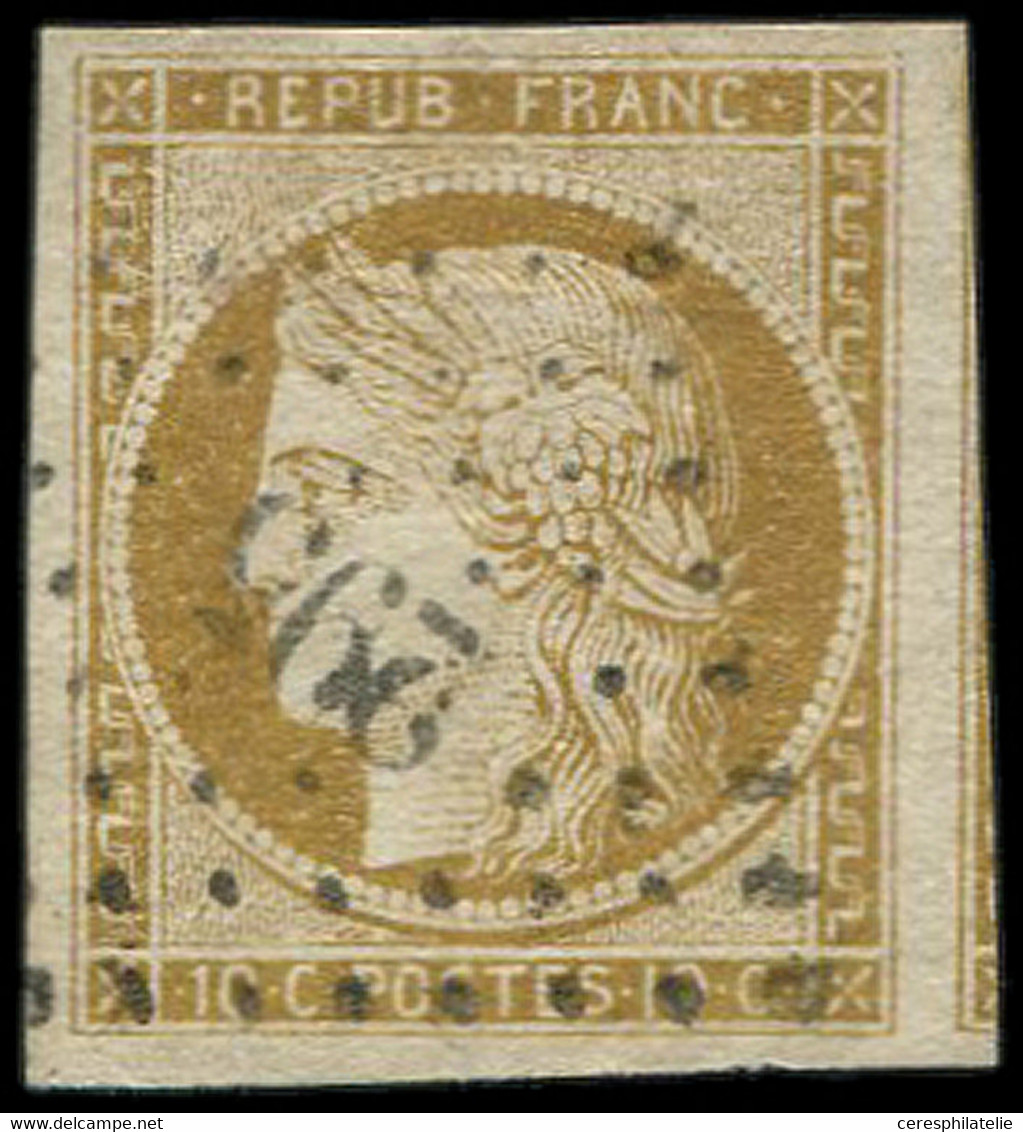 EMISSION DE 1849 - 1    10c. Bistre-jaune, Belles Marges, Obl. PC 295 De BAYONNE, TB - 1849-1850 Ceres