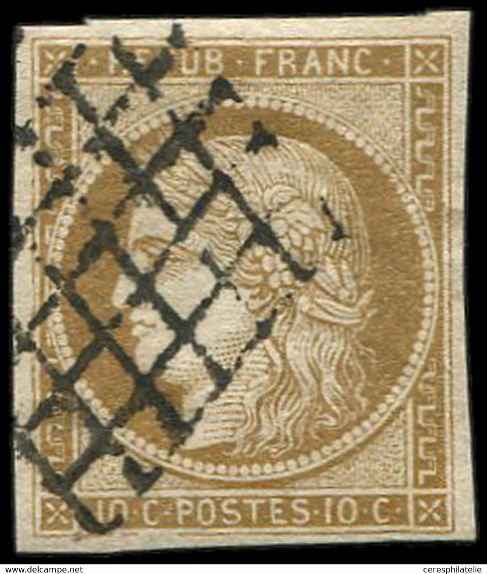 EMISSION DE 1849 - 1    10c. Bistre-jaune, Obl. GRILLE, TB - 1849-1850 Ceres