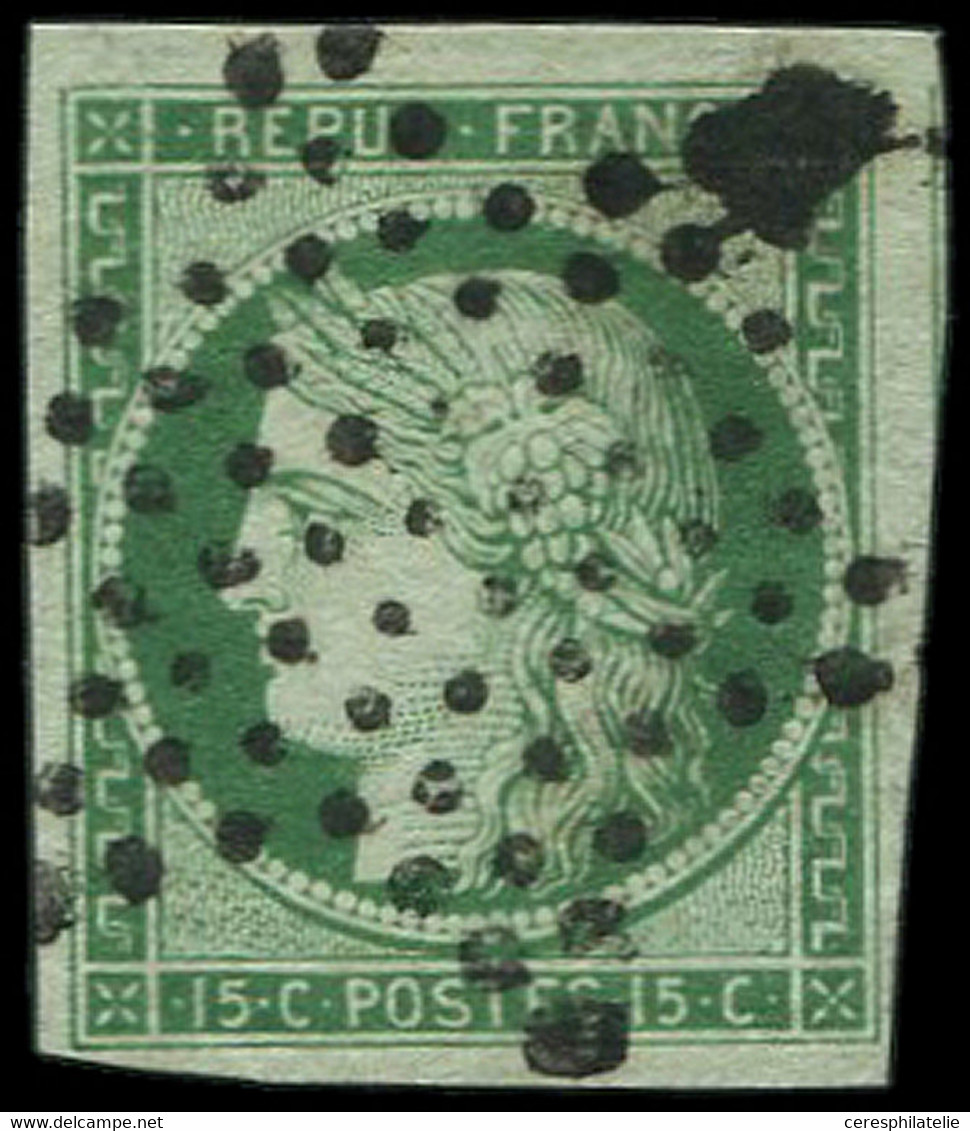 EMISSION DE 1849 - 2    15c. Vert, Obl. ETOILE, 2  Belles Marges, Amorce De Voisin, TB/TTB - 1849-1850 Ceres