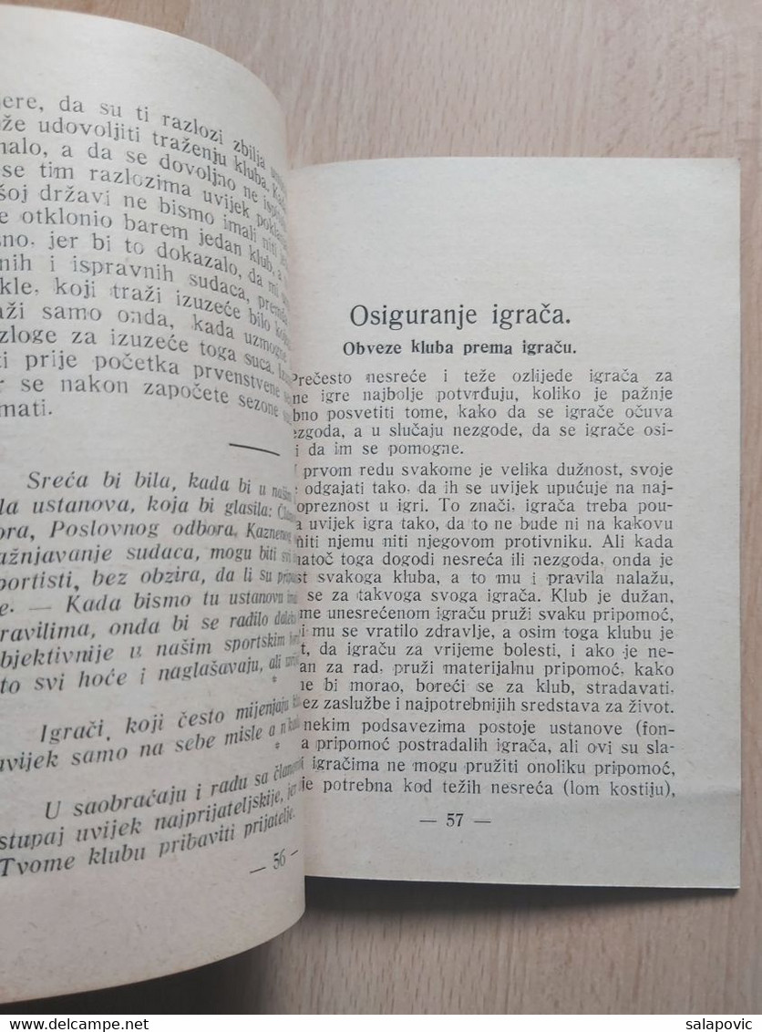 UPUTE ZA RAD U NOGOMETNO - SPORTSKIM OTGANIZACIJAMA OSIJEK 1930 STJEPAN ZWINGL YUGOSLAV FOOTBALL FEDERATION