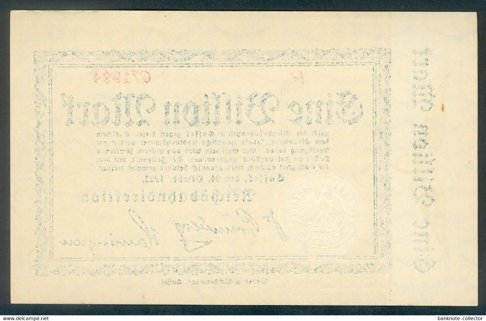 Deutschland, Germany, Reichsbahndirektion Kassel - 1 Billion Mark, 1923 ! - 1 Biljoen Mark