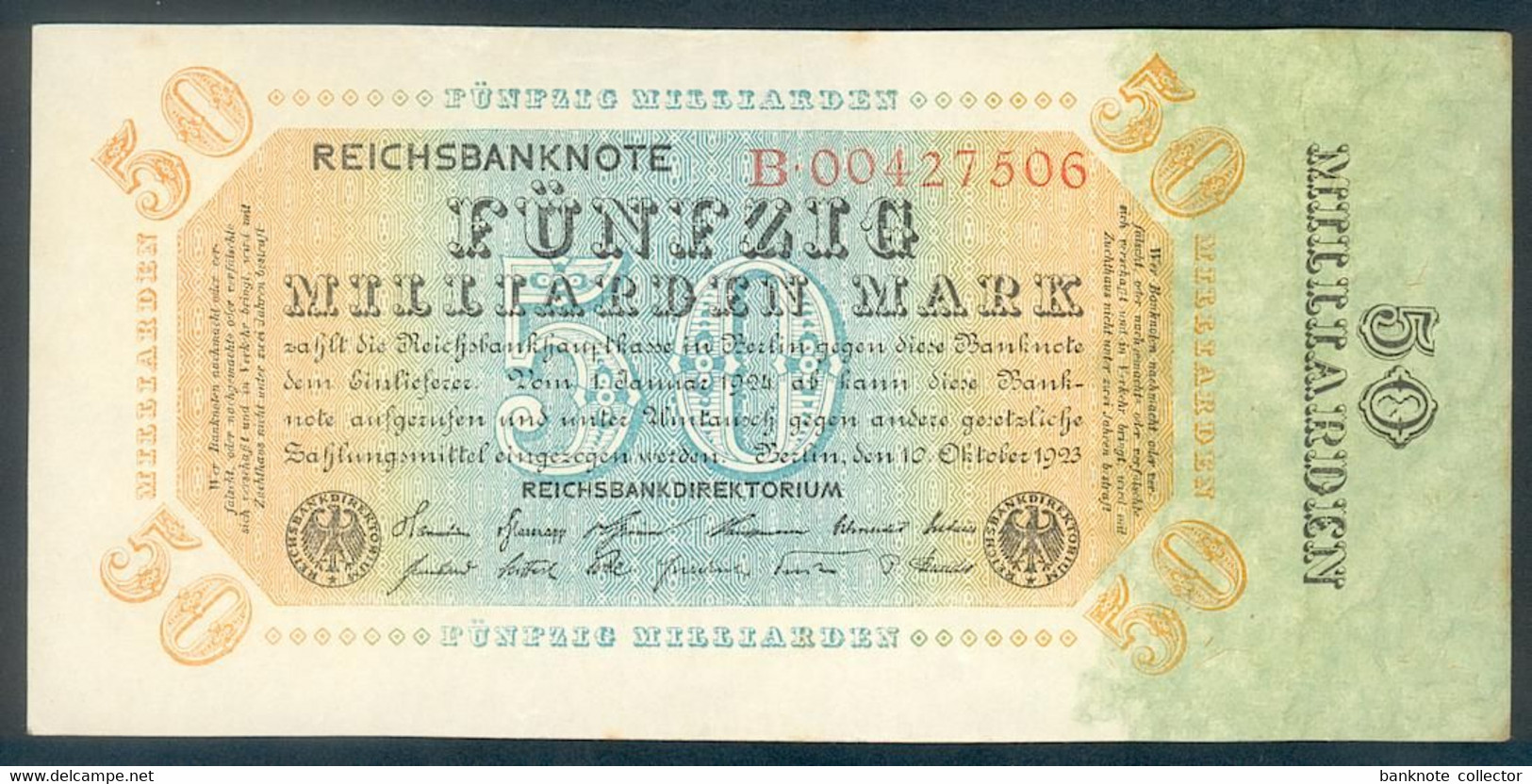 Deutschland, Germany - 50 Mrd. Mark, Reichsbanknote, Ro. 116 A, XF ( II ), Serie B, 1923 ! - 50 Miljard Mark