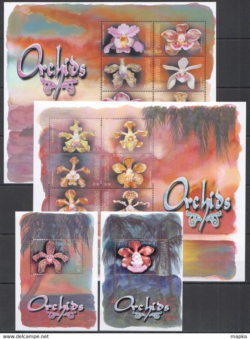 A1042 GRENADA CARRIACOU FLORA NATURE FLOWERS ORCHIDS !!! 2KB+2BL MNH - Orchideen