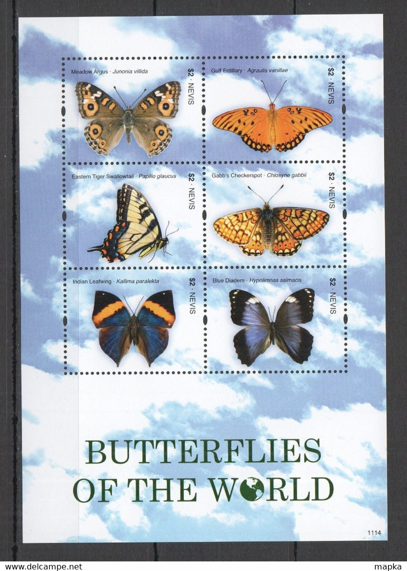 VV681 2011 NEVIS BUTTERFLIES OF THE WORLD FLORA & FAUNA KB MNH - Schmetterlinge