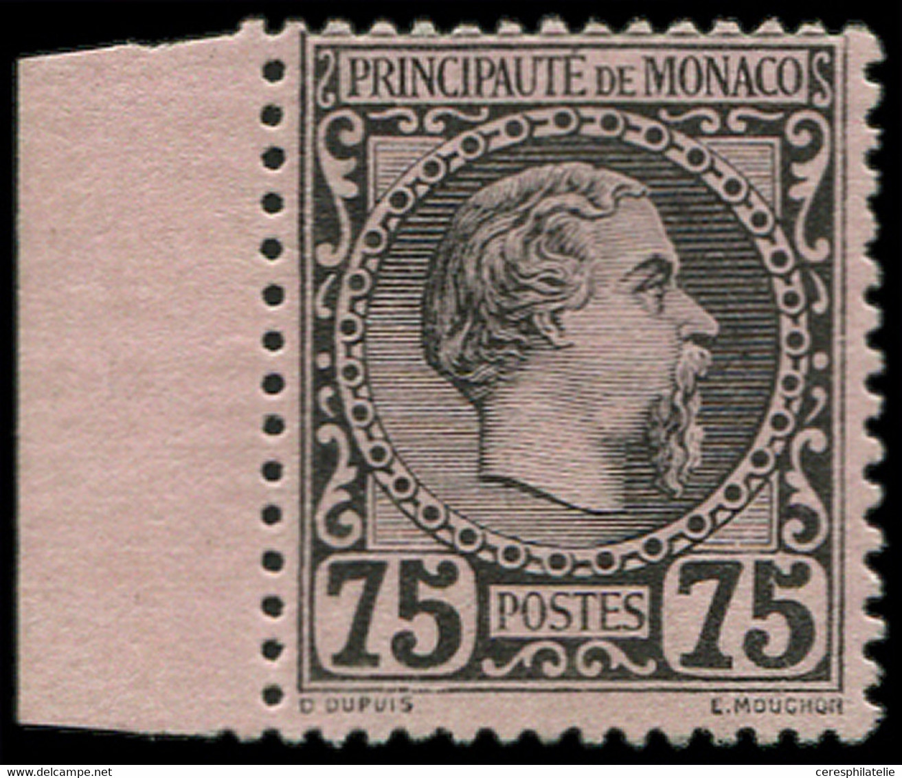 * MONACO 8 : 75c. Noir Sur Rose, Charles III, Bdf, Inf. Ch., TB - Nuovi