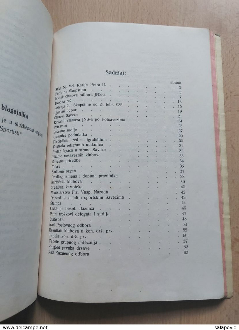 IZVJEŠTAJ O RADU JUGOSLAVENSKOG NOGOMETNOG SAVEZA 1935, YUGOSLAV FOOTBALL FEDERATION