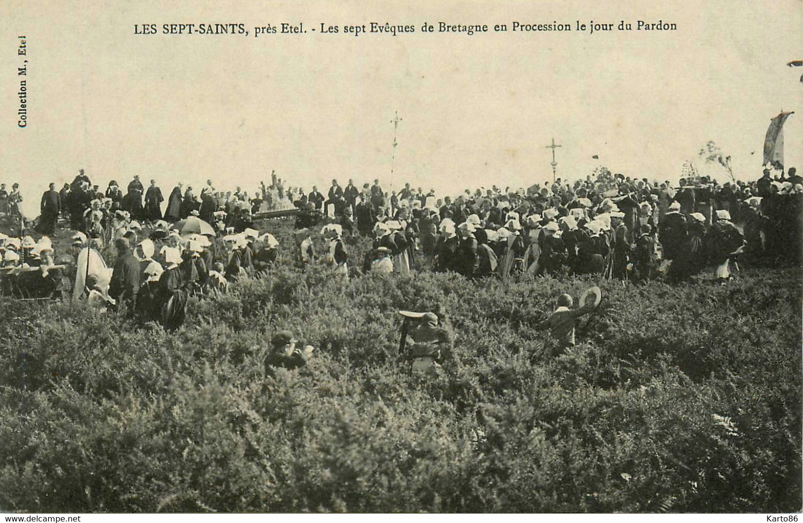 Les Sept Saints , Près étel * Les Sept évêques De Bretagne En Procession Le Jour Du Pardon * Coiffe Coiffes Costume - Etel