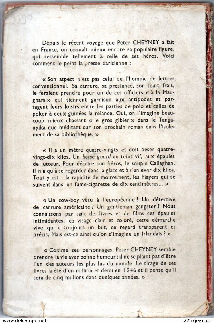 Peter Cheyney - Sombre Interlude  Editions Presses De La Cité De 1947 - Presses De La Cité